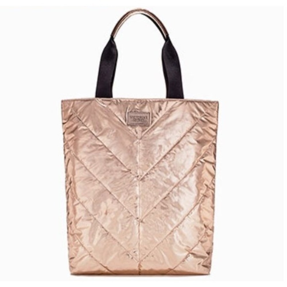 Victoria's Secret Rose Gold Quilted Tote Bag Purse Limited Edition NWT